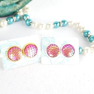 Pink Dragon Acrylic Flatback Earrings